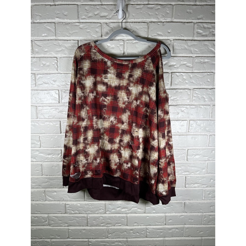 NWT Cato Distressed One Split Shoulder Grunge Top Plus Size‎ 22/24W Y2K Edgy